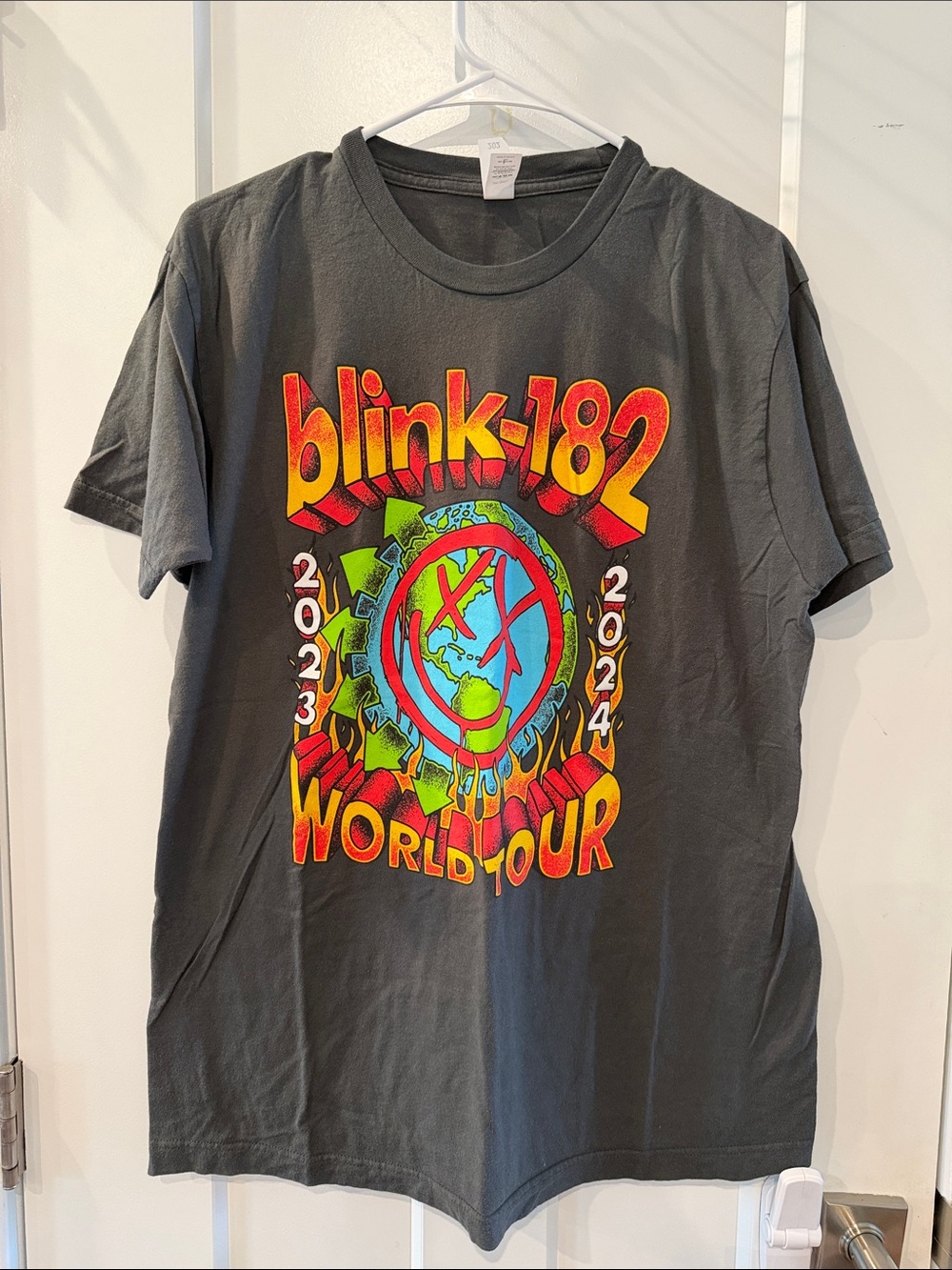 Charcoal Blink-182 2023-24 World Tour Tee with Multicolor Graphic